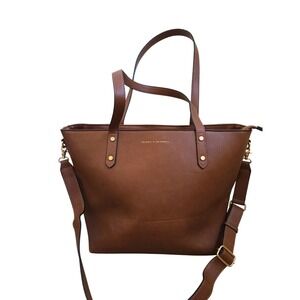 Poppy & Peonies Go Getter Tote Chestnut Brown Vegan Leather Travel Work Bag